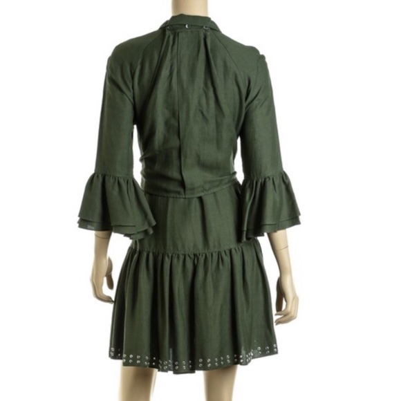 Derek Lam 10 Crosby Olive Green Grommet Hem Mini Dress sz 4 - Picture 4 of 14